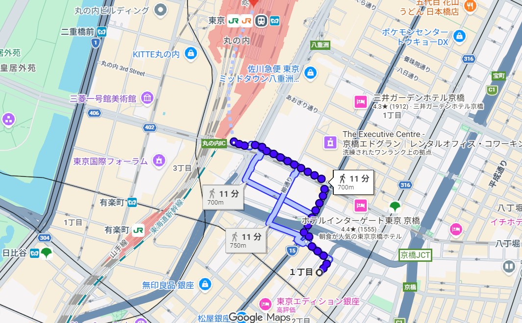 銀座一丁目から東京駅まで徒歩で迷わない！最短ルートと寄り道スポット
